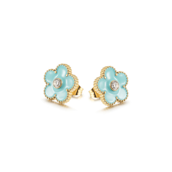 Blue flower earrings-SCE478STGCBU