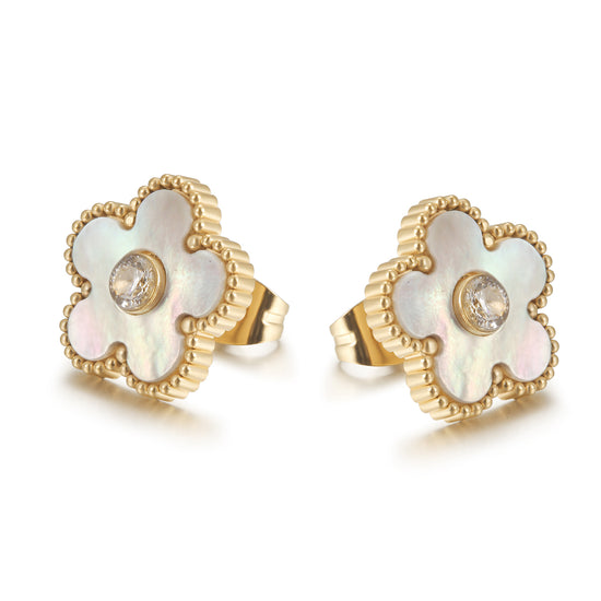 White floral earrings-SCE479STGCWT