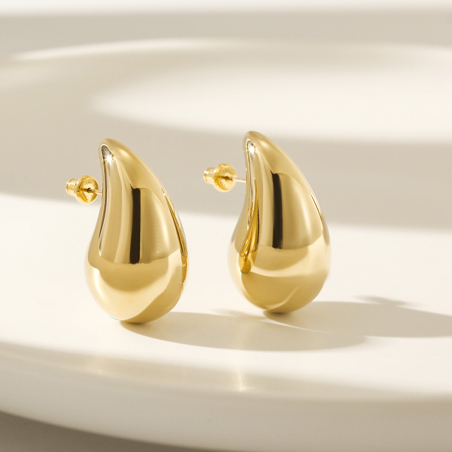 Golden Water Drop Earrings-SCE480STGCM