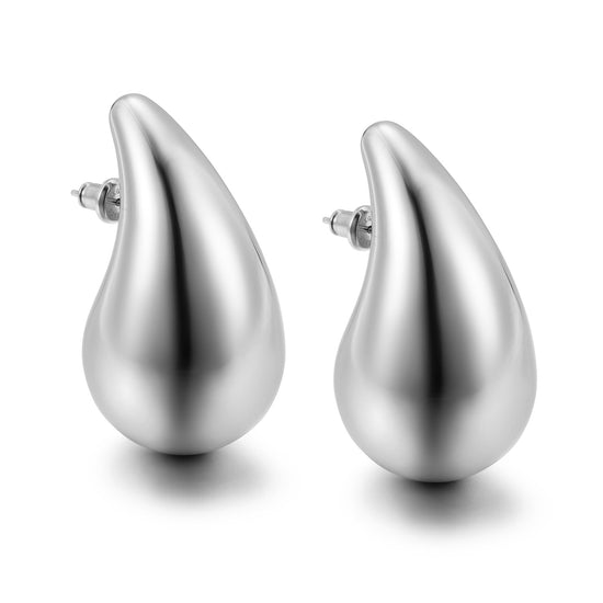 Silver Water Drop Earrings-SCE480STWGL