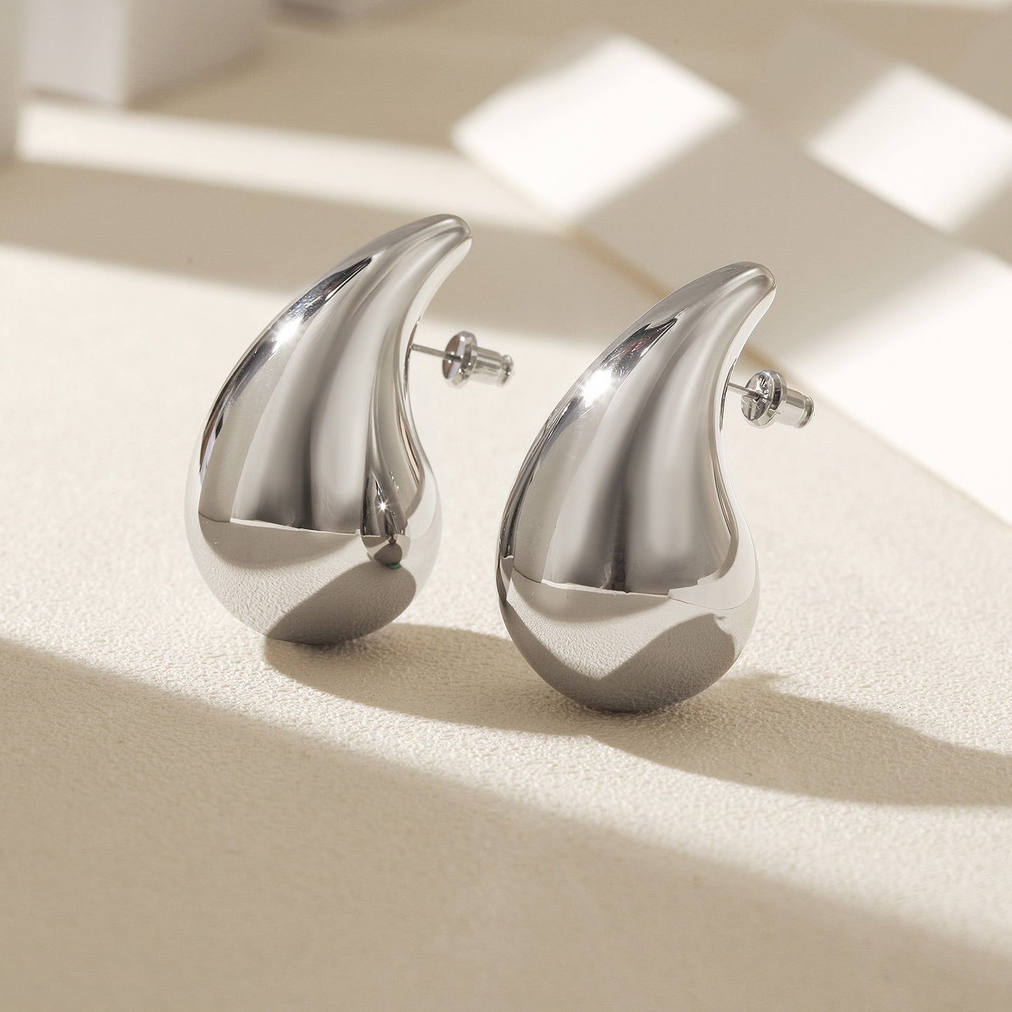 Silver Water Drop Earrings-SCE480STWGL