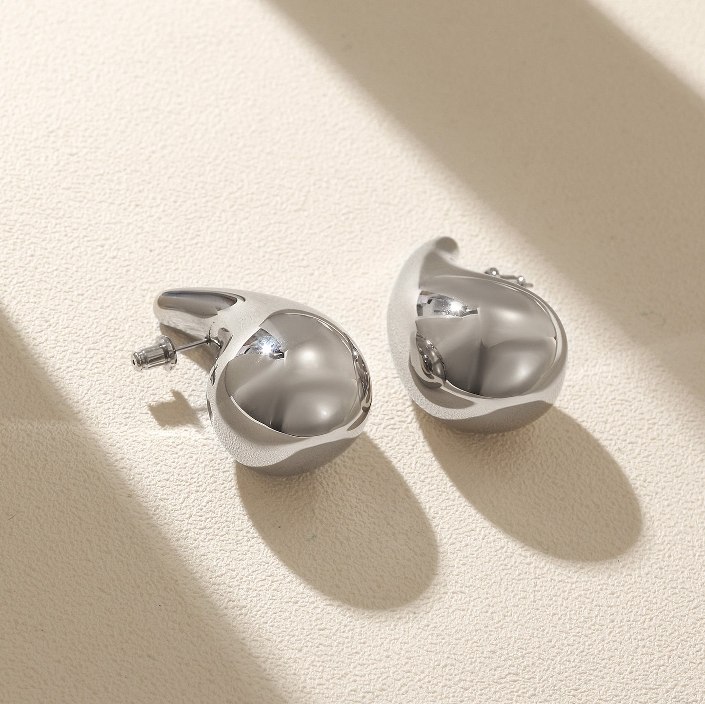 Silver Water Drop Earrings-SCE480STWGL