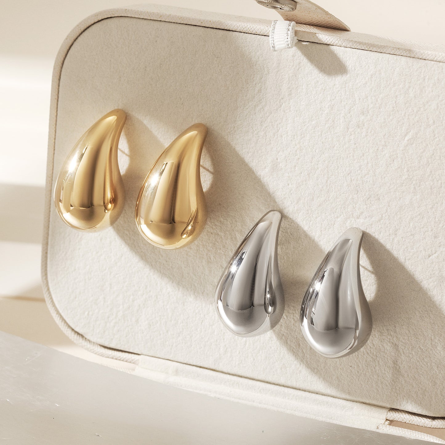Silver Water Drop Earrings-SCE480STWGL