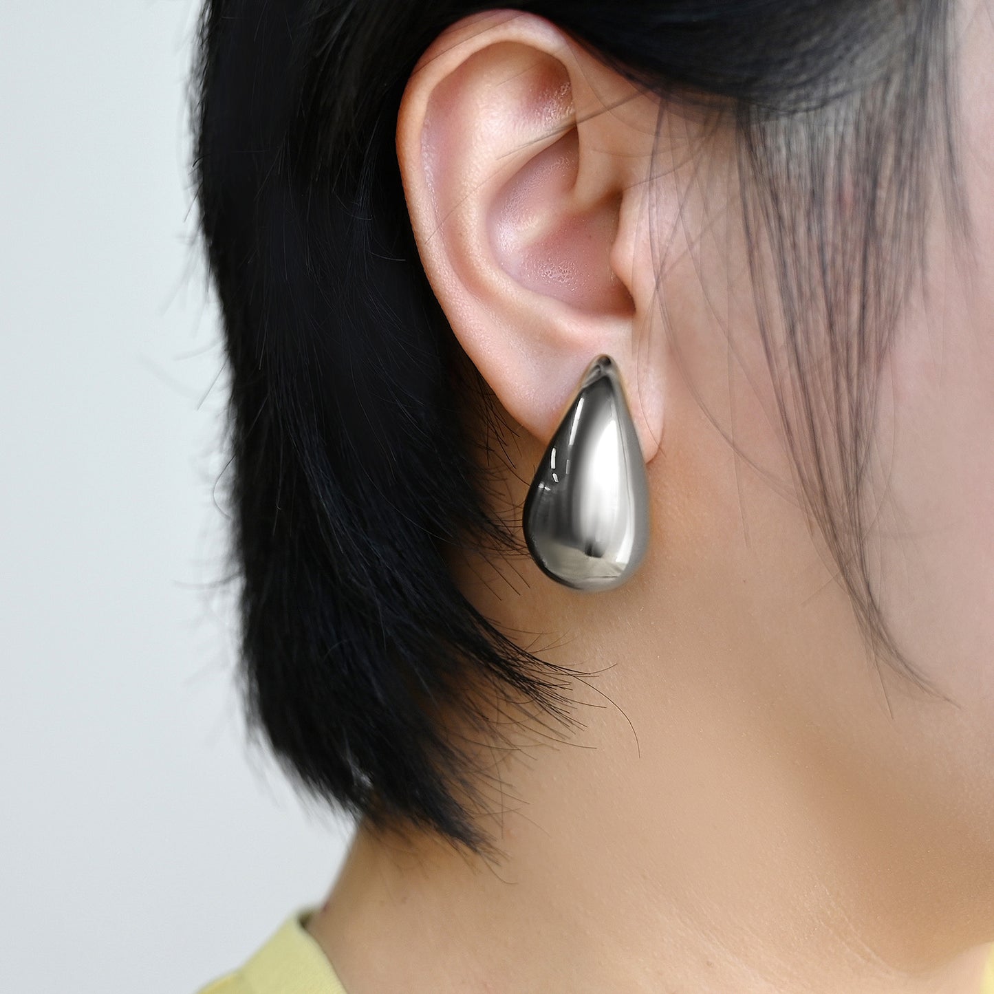 Water droplet smooth ear studs-SCE480STWGS