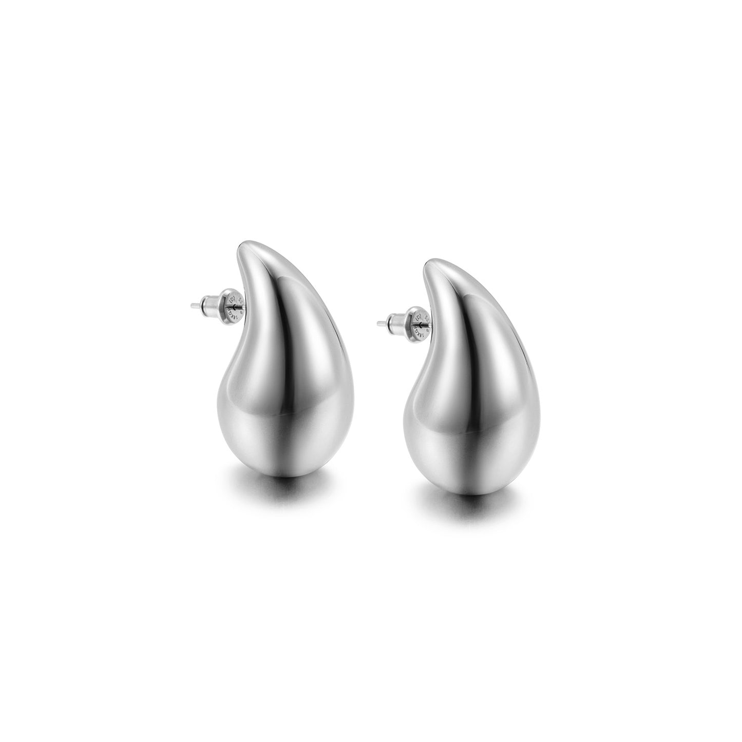 Water droplet smooth ear studs-SCE480STWGS