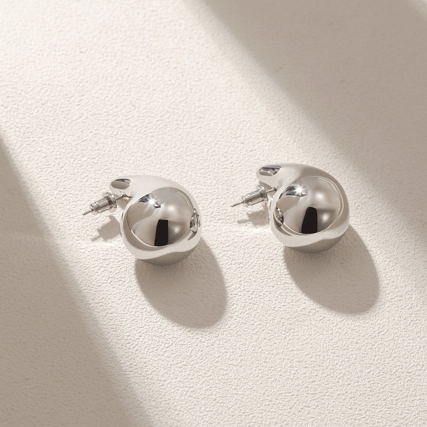 Water droplet smooth ear studs-SCE480STWGS