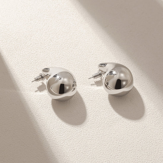 Water droplet smooth ear studs-SCE480STWGS