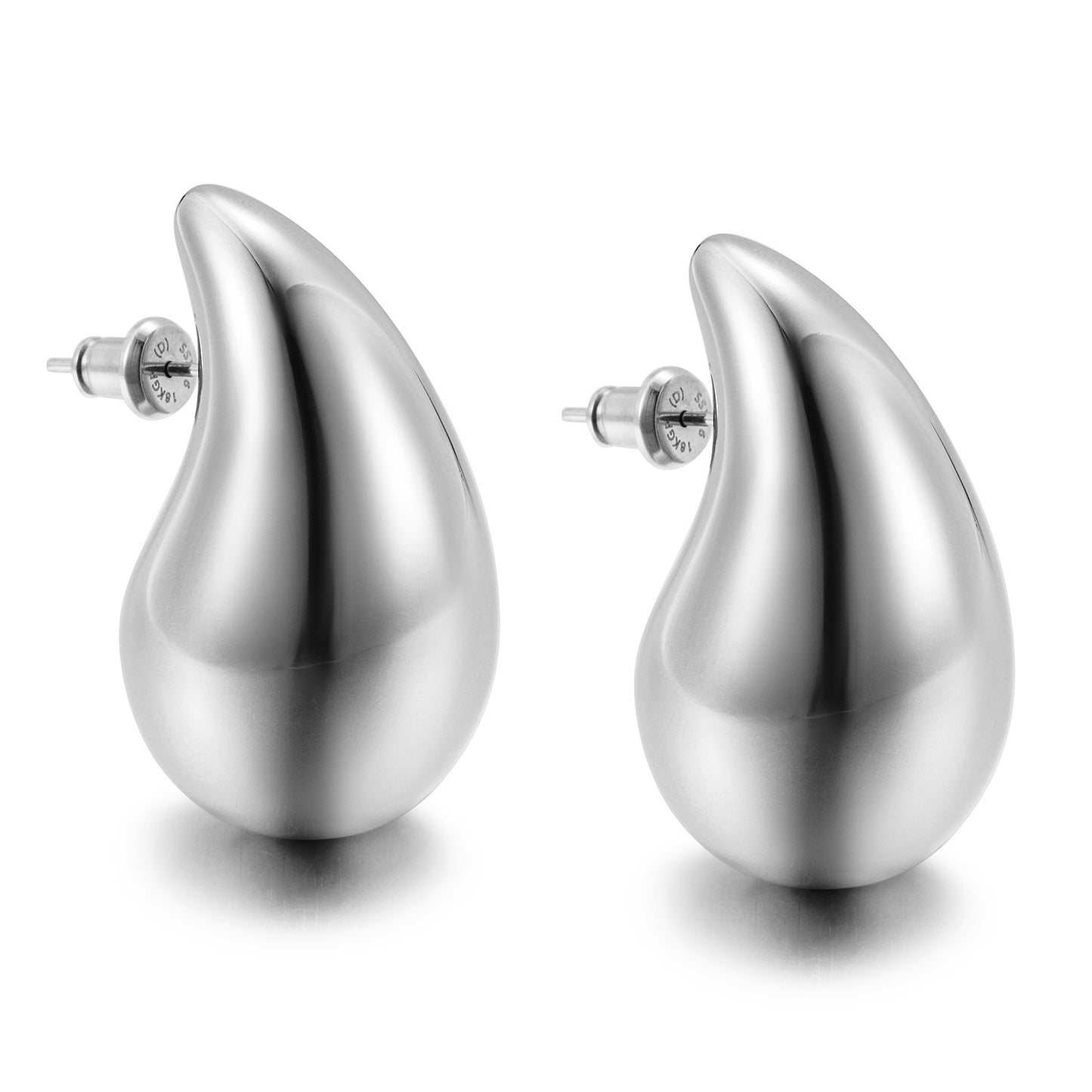 Water droplet smooth ear studs-SCE480STWGS