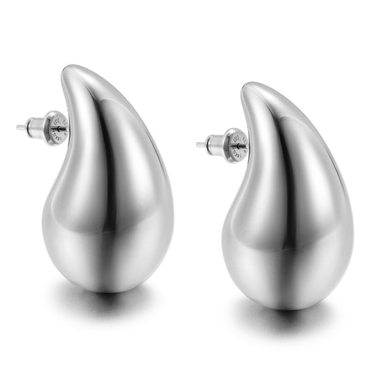 Water droplet smooth ear studs-SCE480STWGS