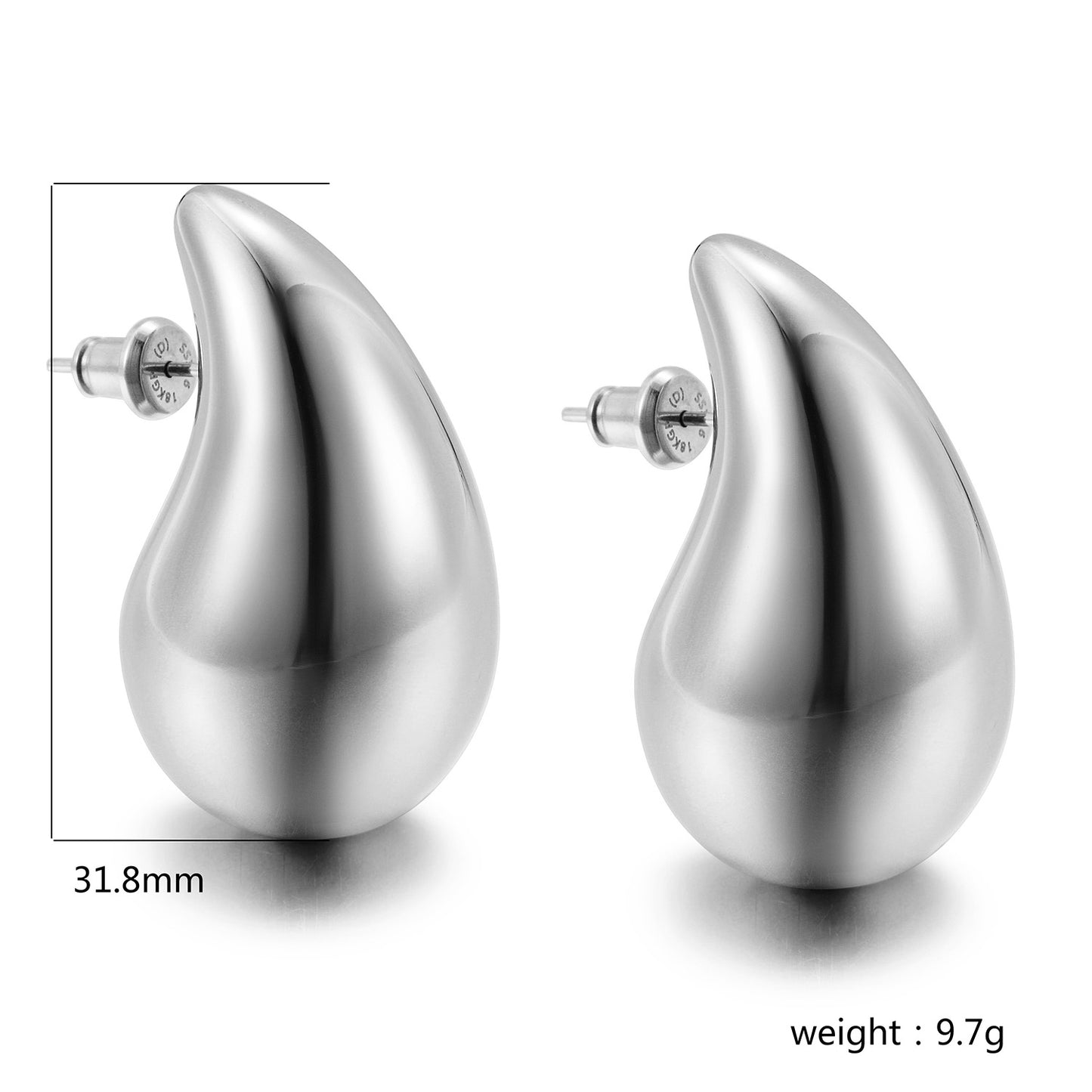 Water droplet smooth ear studs-SCE480STWGS