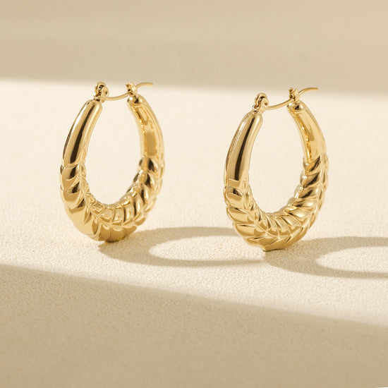 Big C pounding cable earrings-SCE481STGC