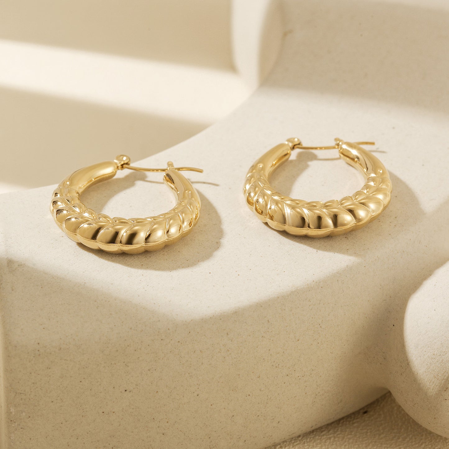 Big C pounding cable earrings-SCE481STGC
