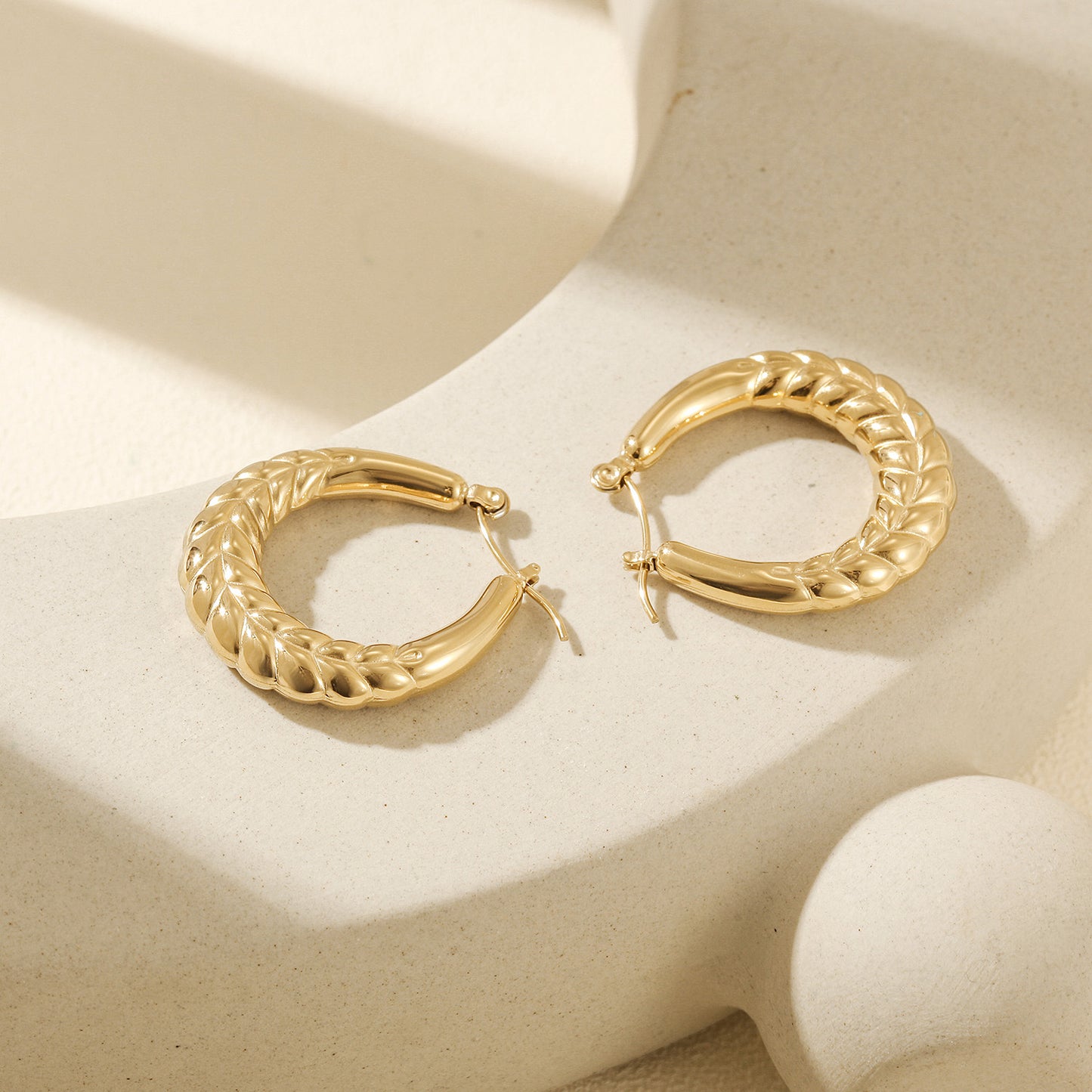Big C pounding cable earrings-SCE481STGC