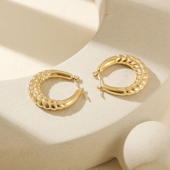 Big C pounding cable earrings-SCE481STGC