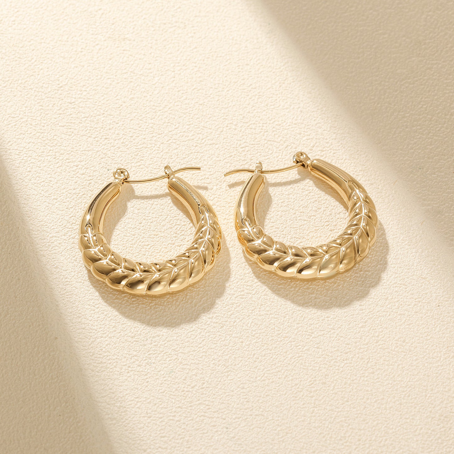 Big C pounding cable earrings-SCE481STGC