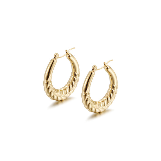 Big C pounding cable earrings-SCE481STGC