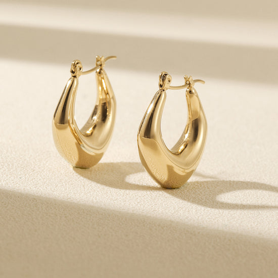 C-shaped smooth earrings-SCE483STGC