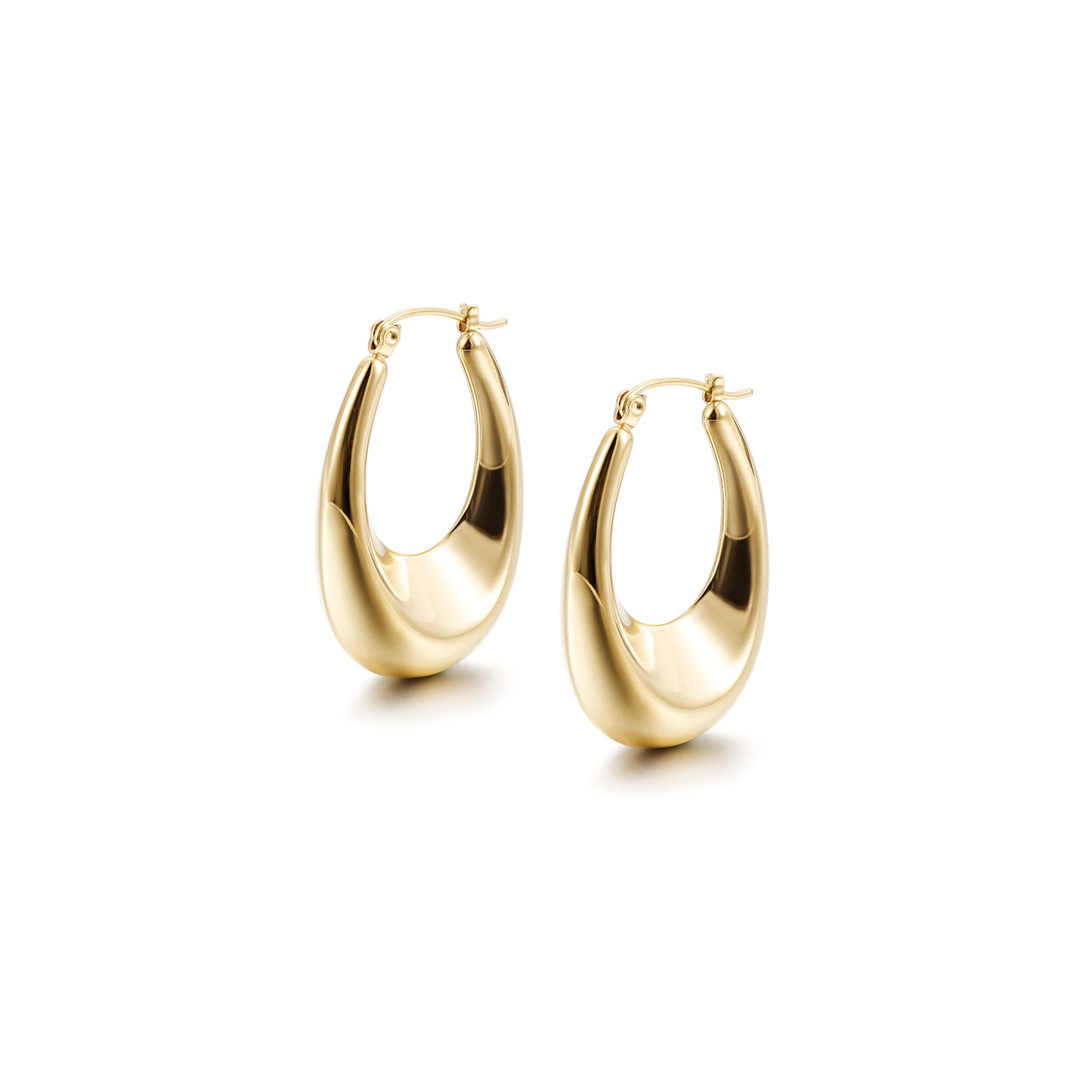 Golden Large C Smooth Earrings-SCE495STGC