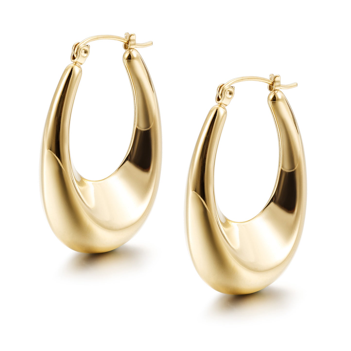 Golden Large C Smooth Earrings-SCE495STGC