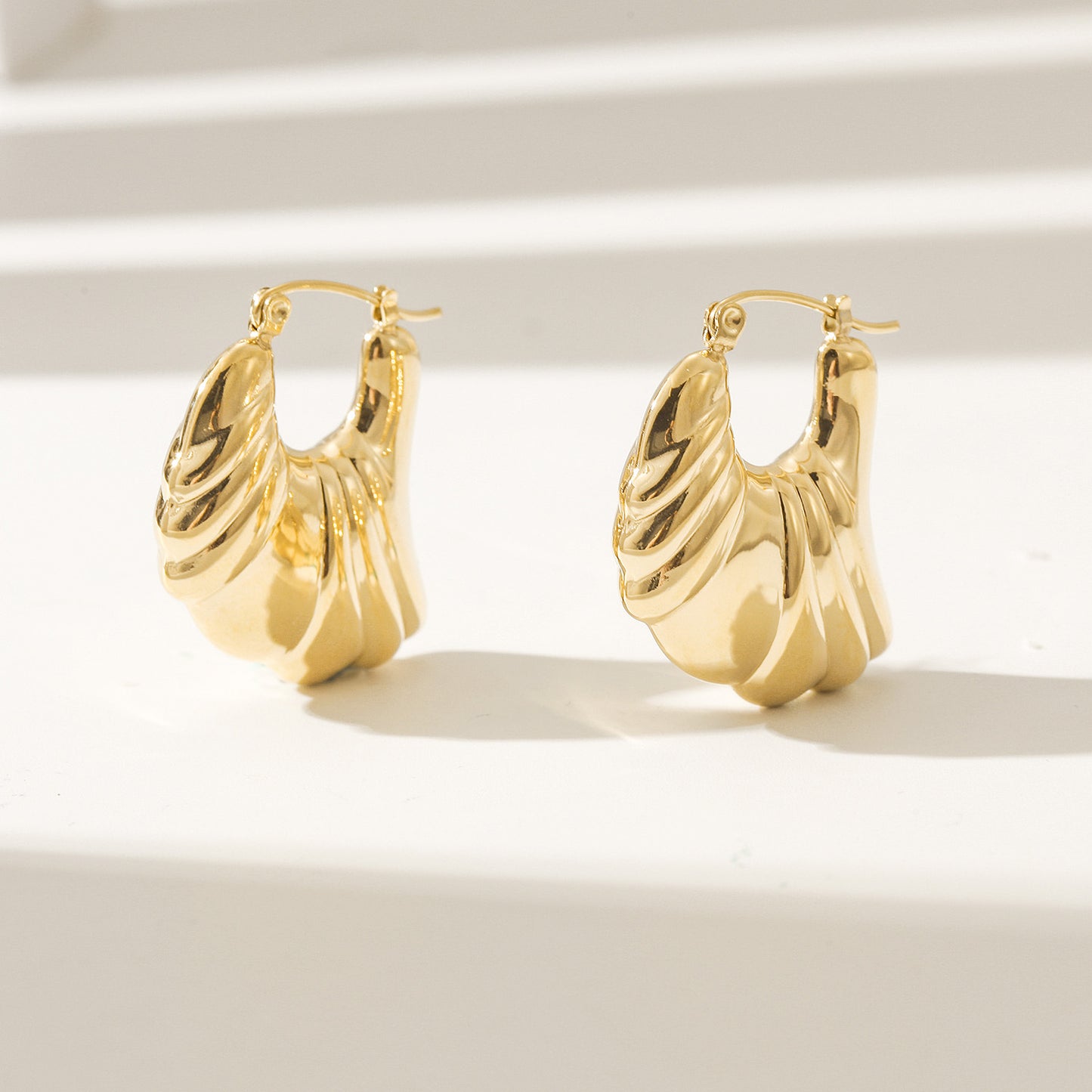 Sheep horn wrapped shiny earrings-SCE497STGC