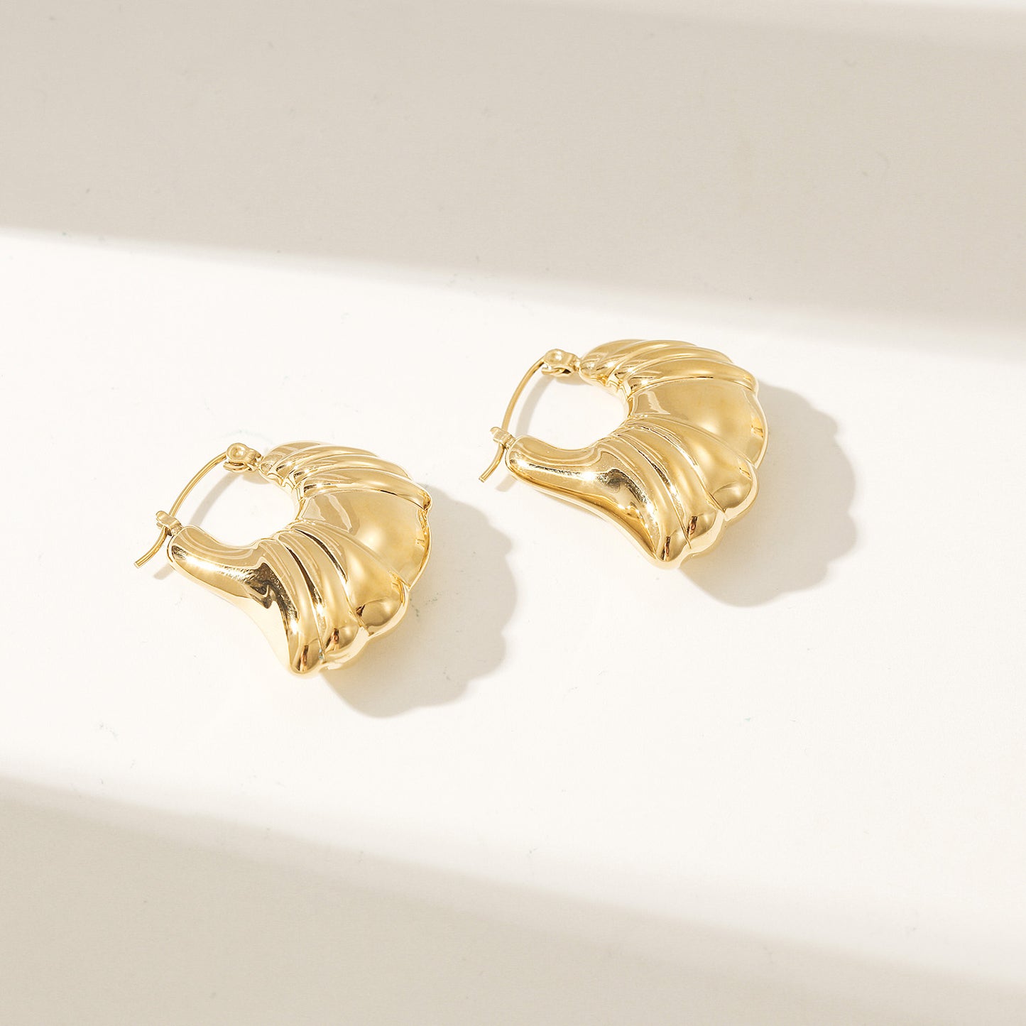 Sheep horn wrapped shiny earrings-SCE497STGC