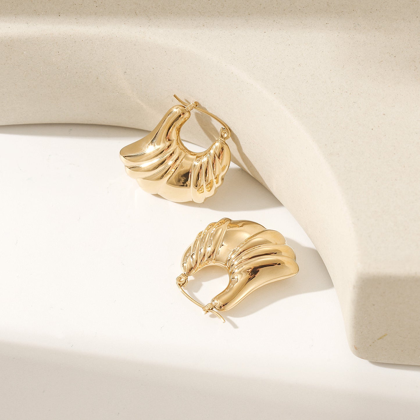Sheep horn wrapped shiny earrings-SCE497STGC