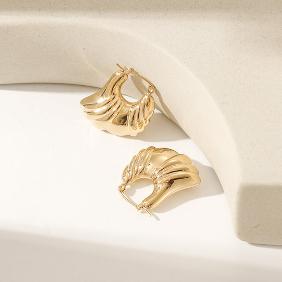 Sheep horn wrapped shiny earrings-SCE497STGC