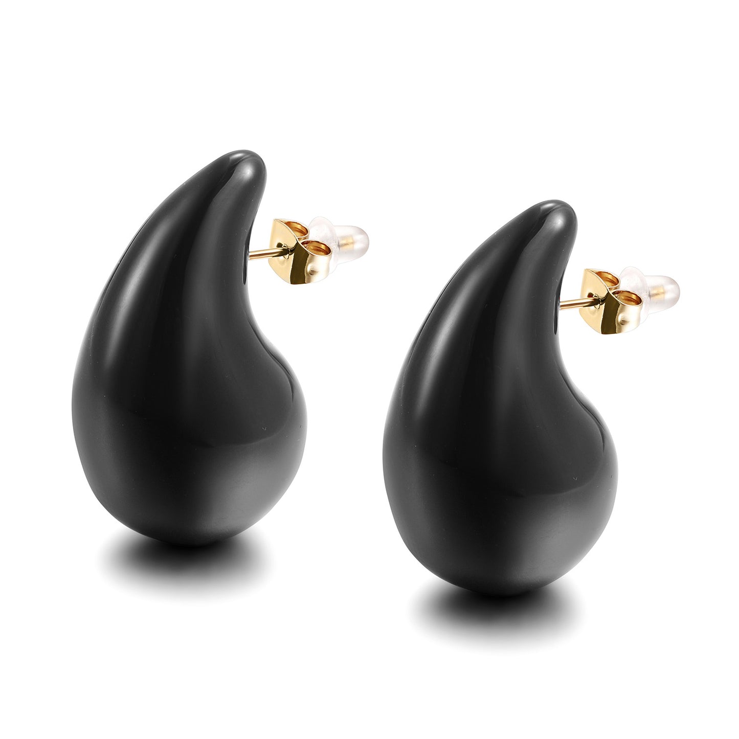 Black Water Drop Earrings-SCE510STGCBK-M