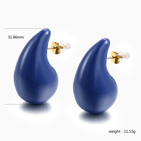 Blue Water Drop Earrings-SCE510STGCBL-M
