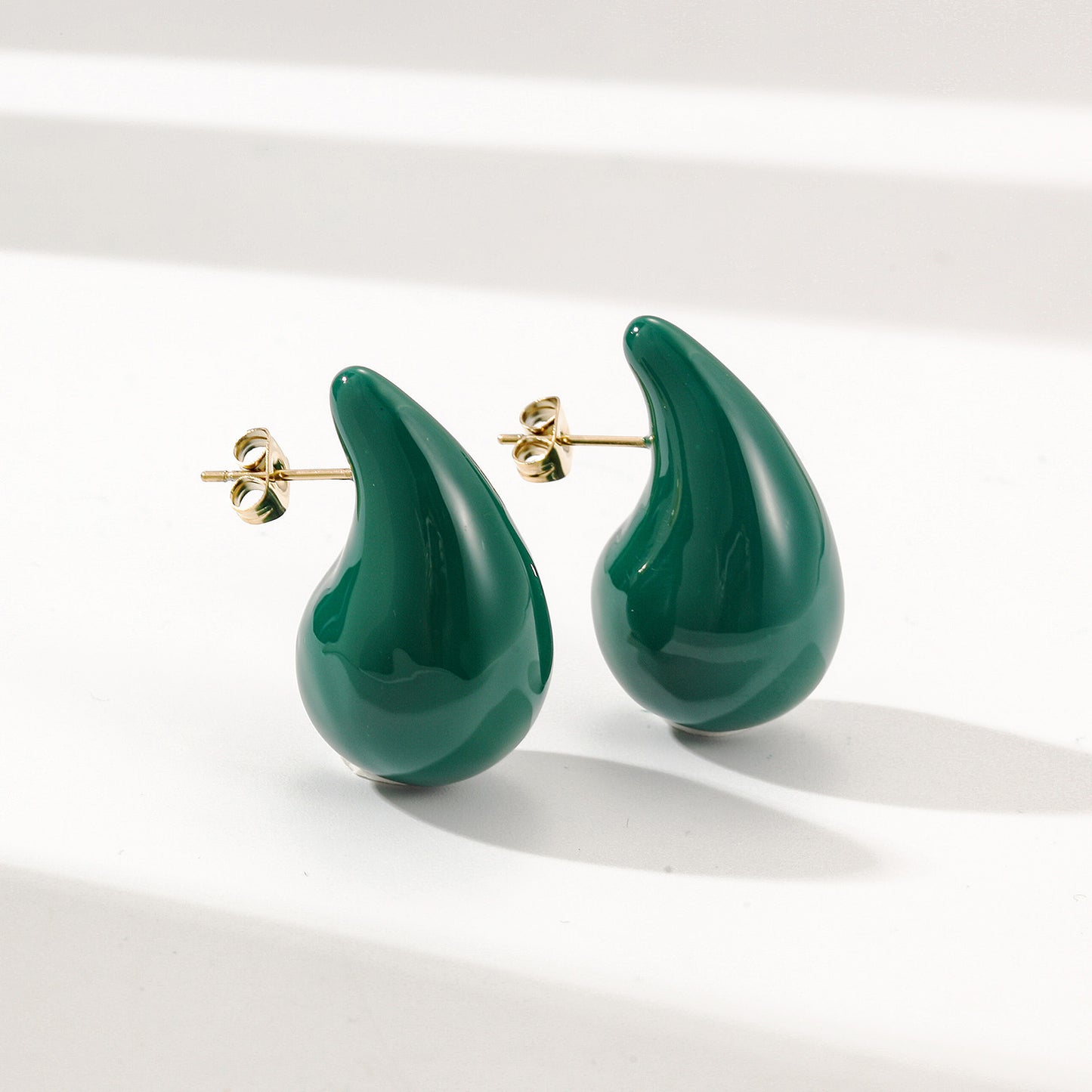 Dark green water droplet earrings-SCE510STGCGN-M
