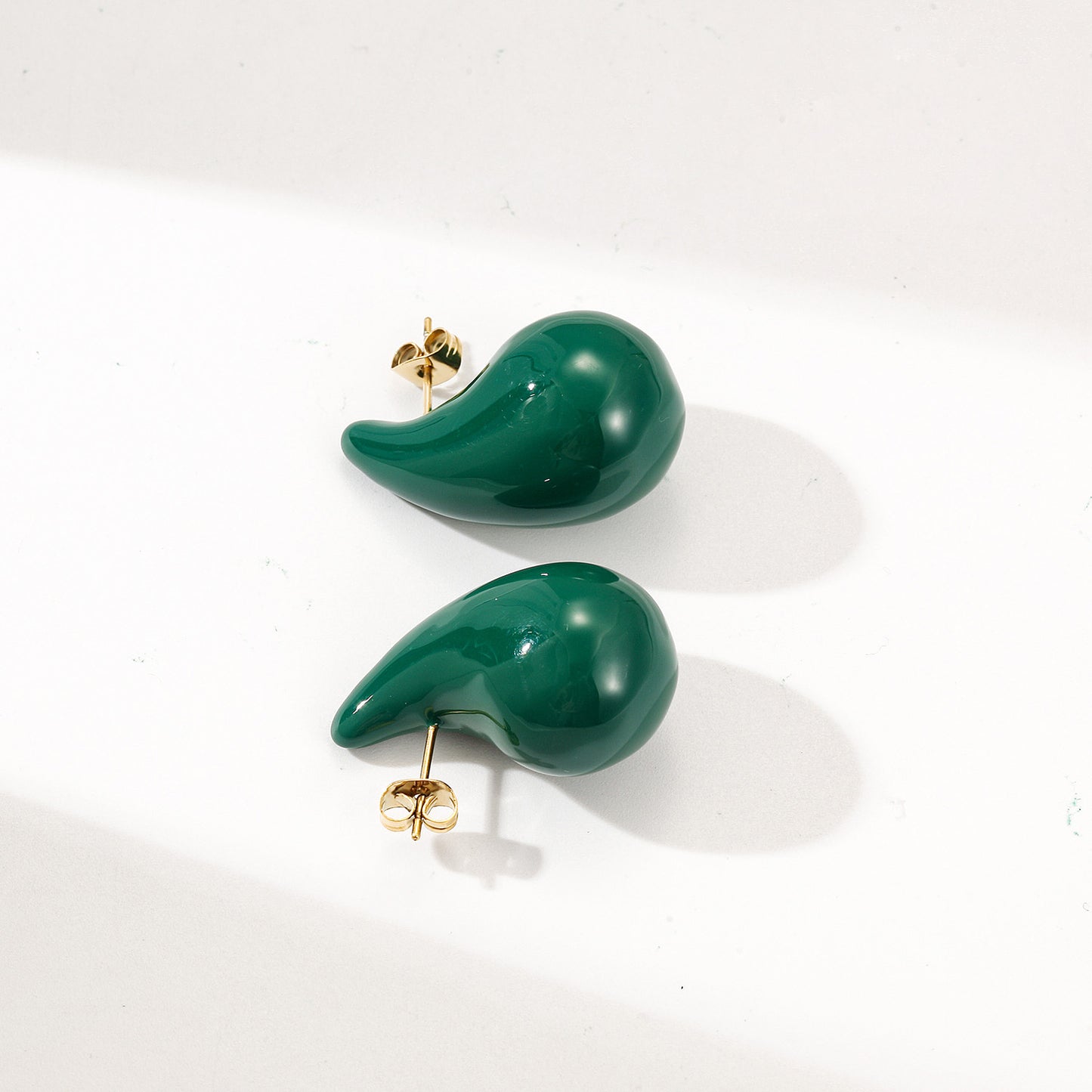 Dark green water droplet earrings-SCE510STGCGN-M