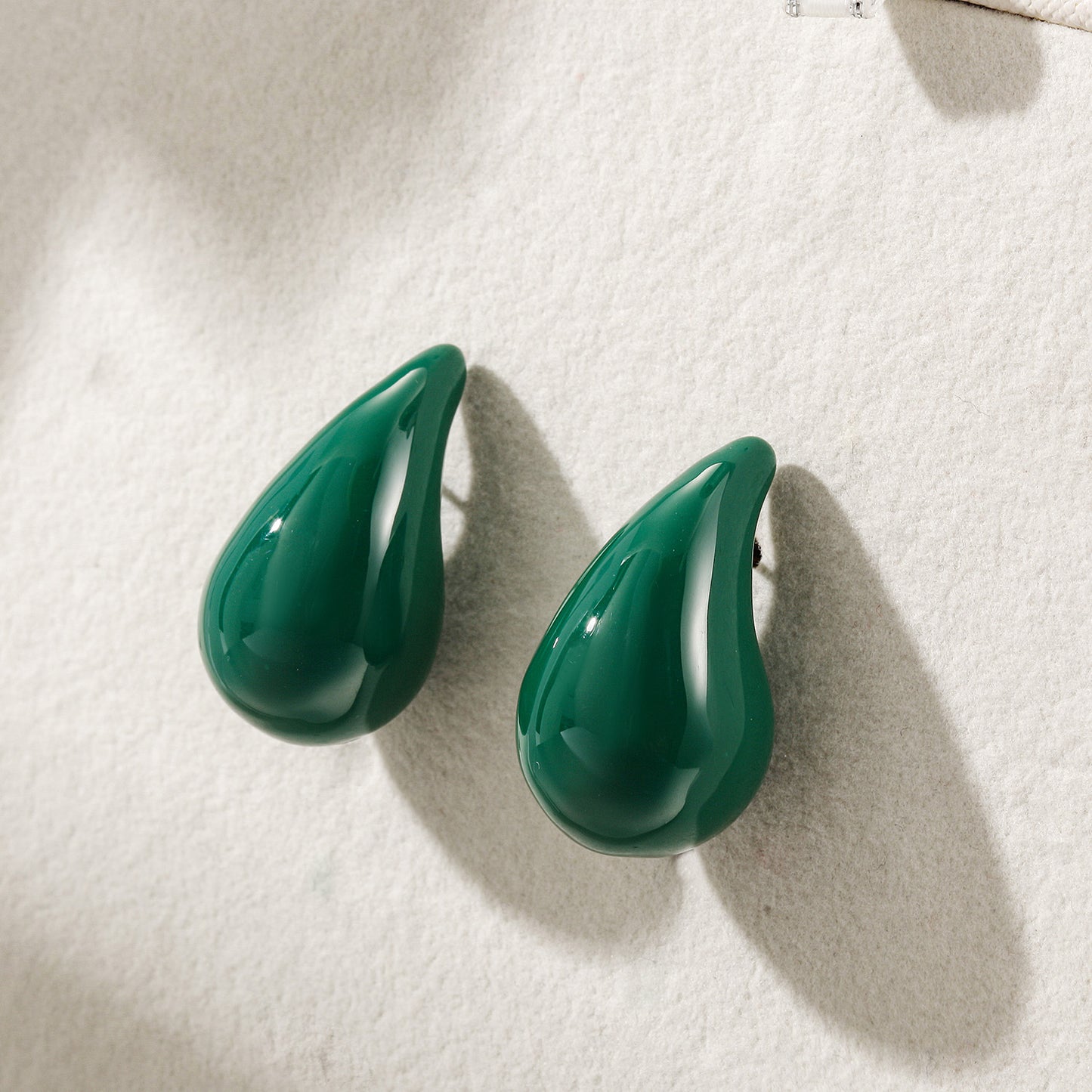 Dark green water droplet earrings-SCE510STGCGN-M