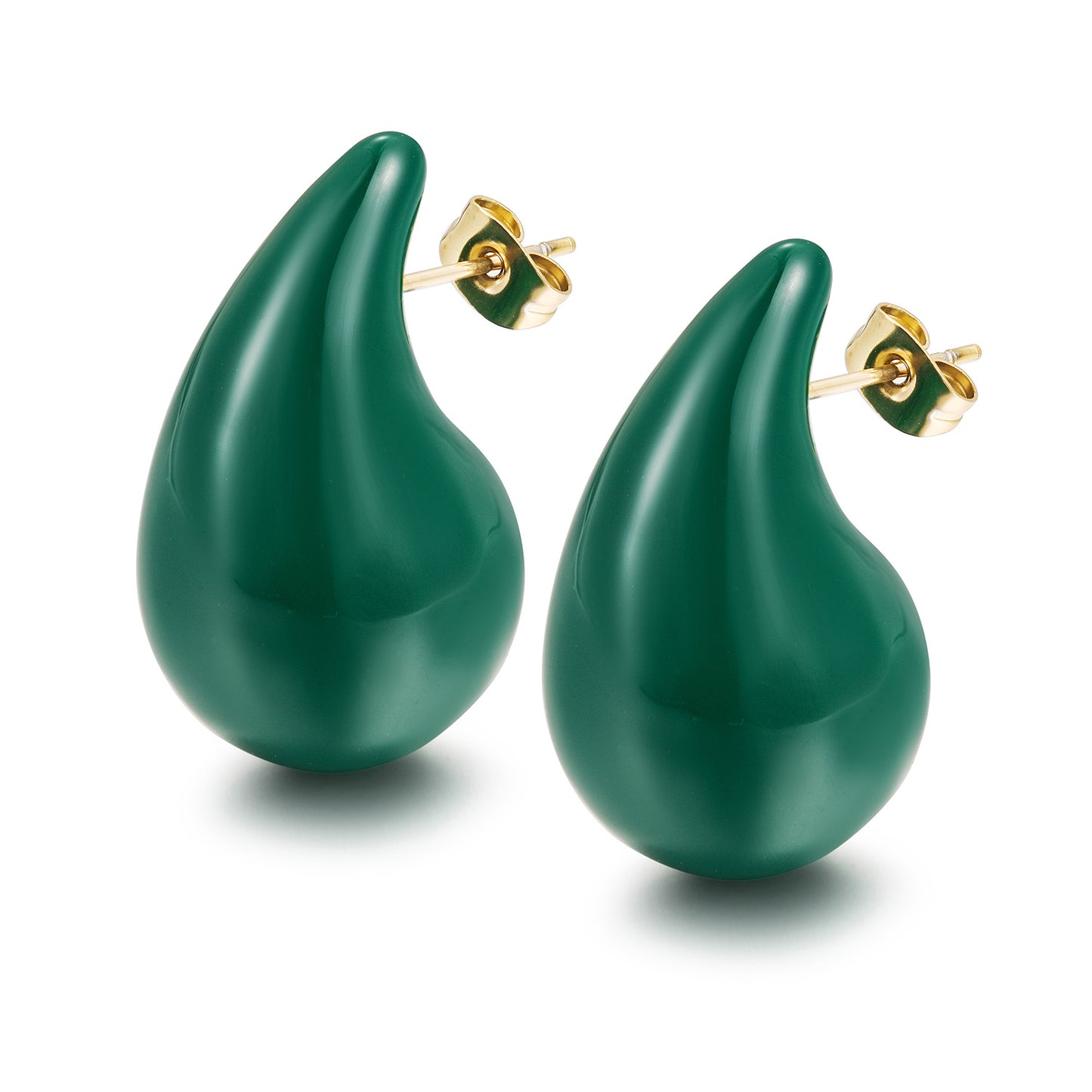 Dark green water droplet earrings-SCE510STGCGN-M