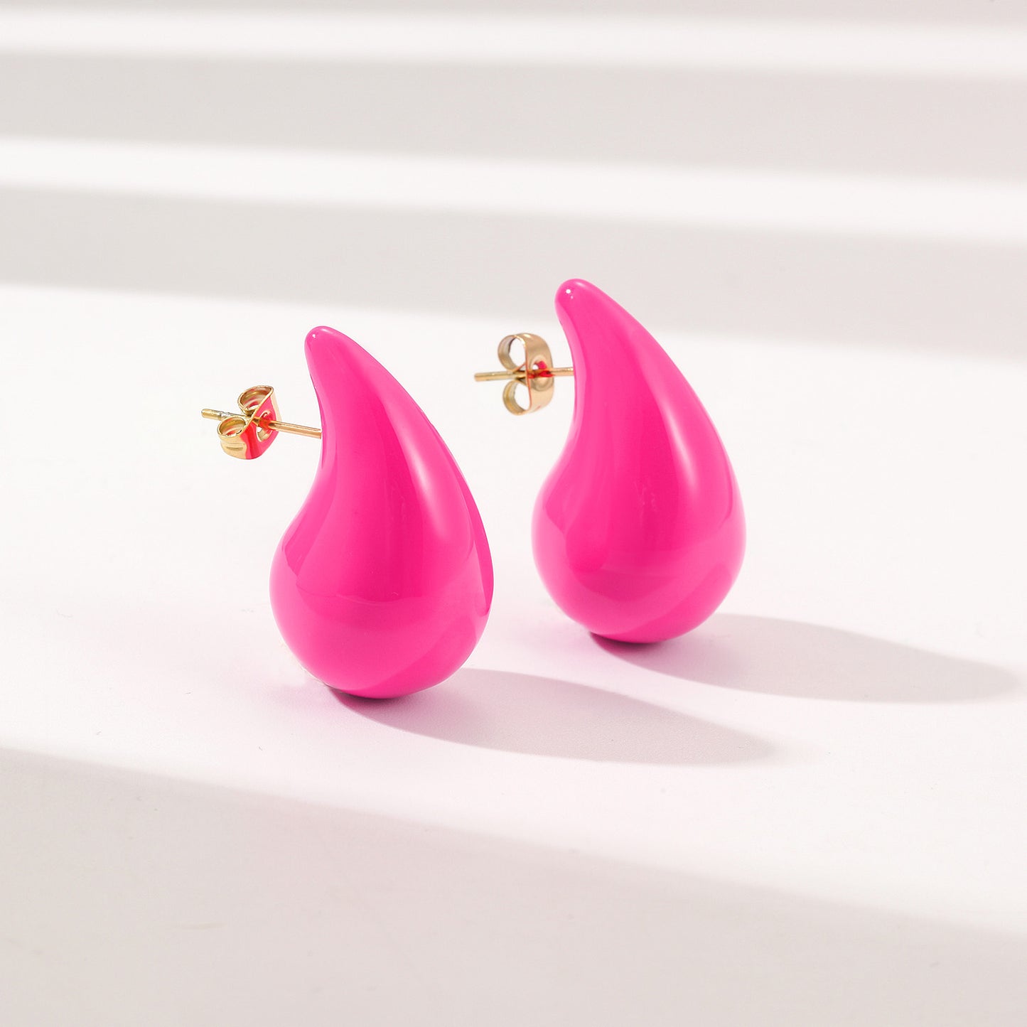 Rose red water droplet earrings-SCE510STGCPR-M