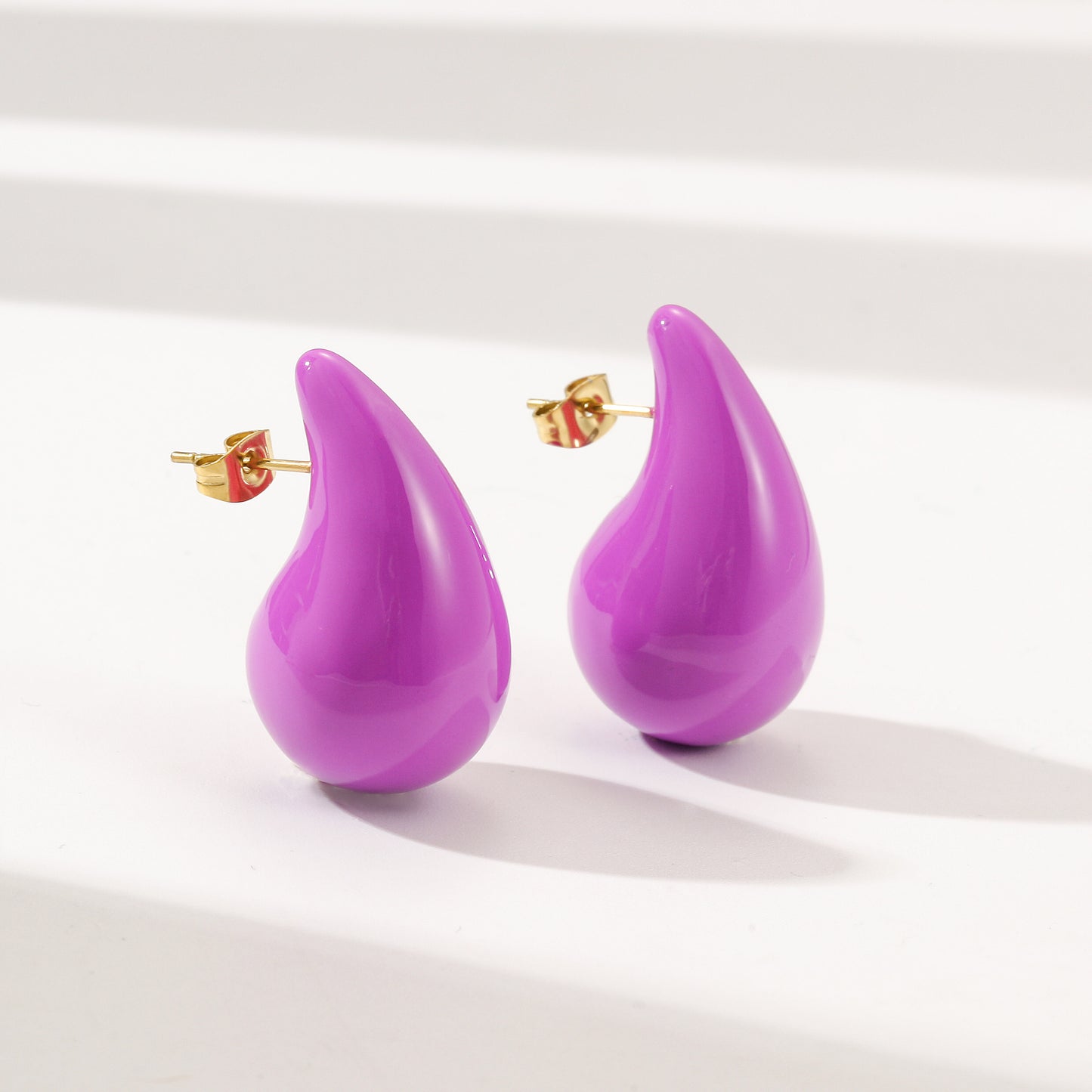 Purple Water Drop Earrings-SCE510STGCVI-M