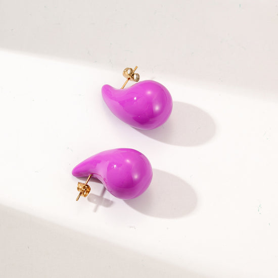 Purple Water Drop Earrings-SCE510STGCVI-M