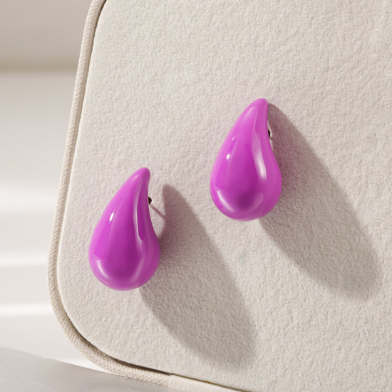 Purple Water Drop Earrings-SCE510STGCVI-M