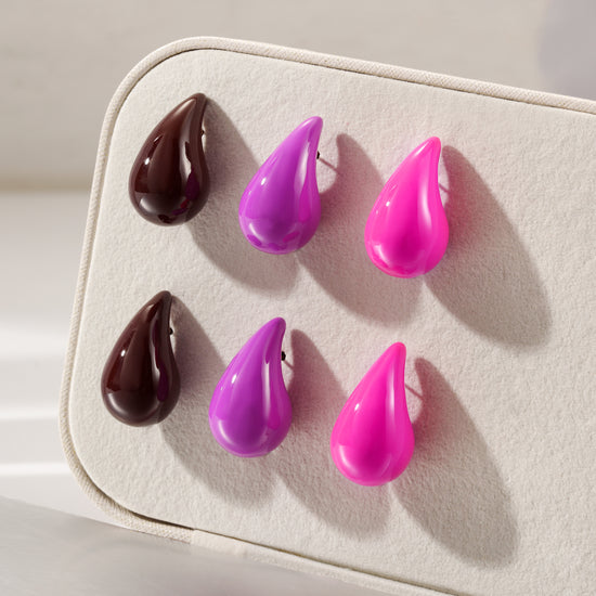 Purple Water Drop Earrings-SCE510STGCVI-M