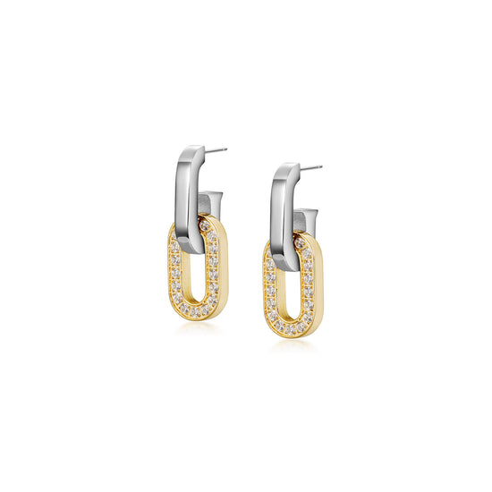 O-shaped full diamond hook earrings-SCE515STMCZD