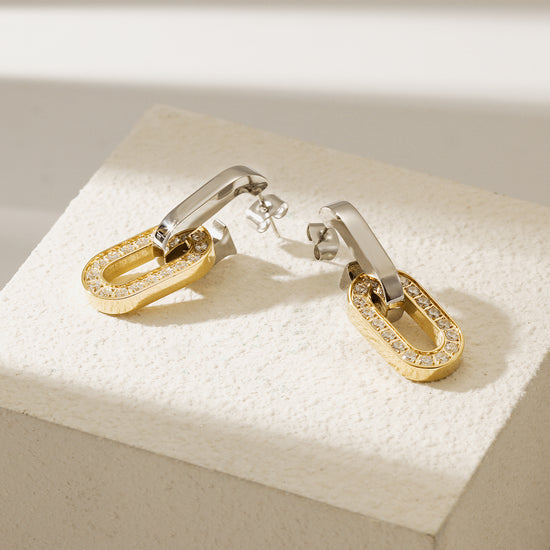 O-shaped full diamond hook earrings-SCE515STMCZD