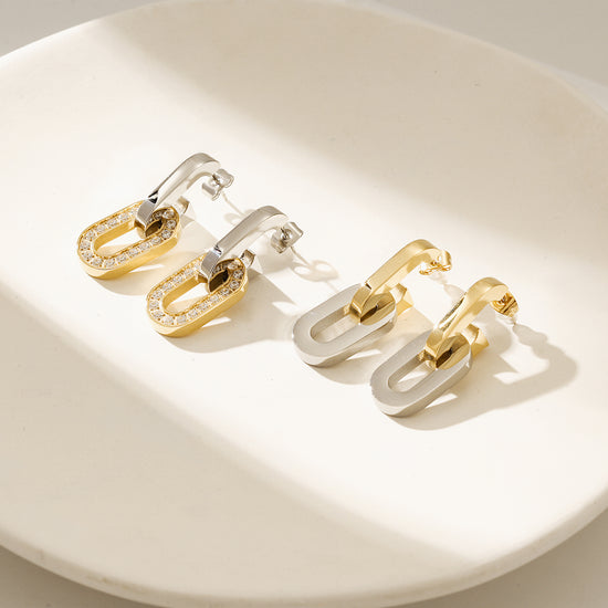 O-shaped full diamond hook earrings-SCE515STMCZD