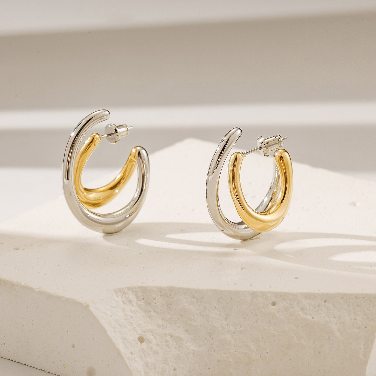 Lrregular Intercolor Circle Earrings-SCE517STMC