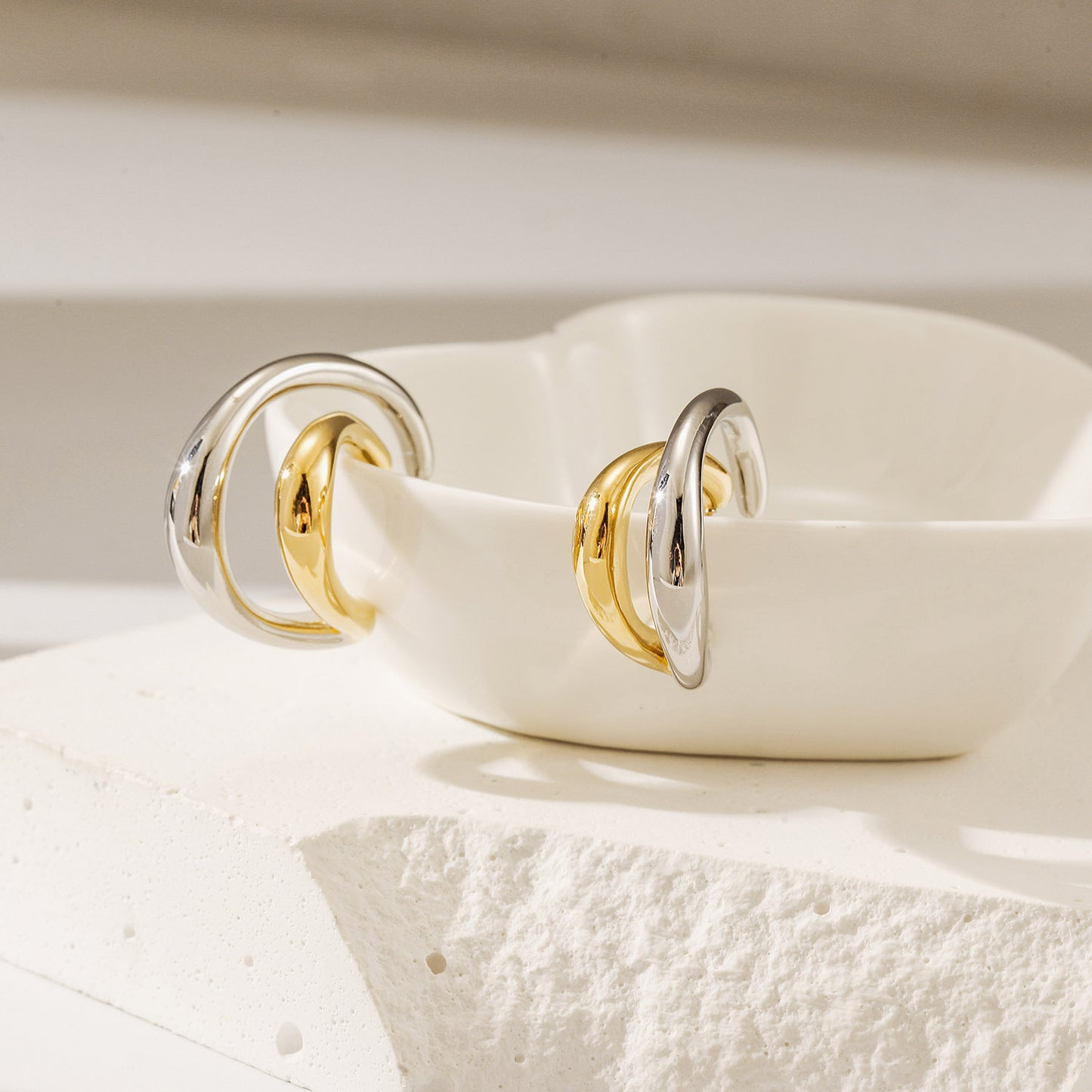 Lrregular Intercolor Circle Earrings-SCE517STMC