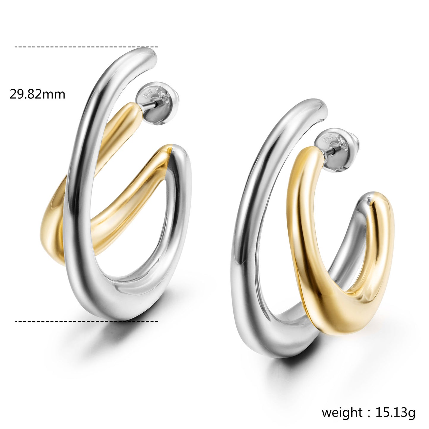 Lrregular Intercolor Circle Earrings-SCE517STMC