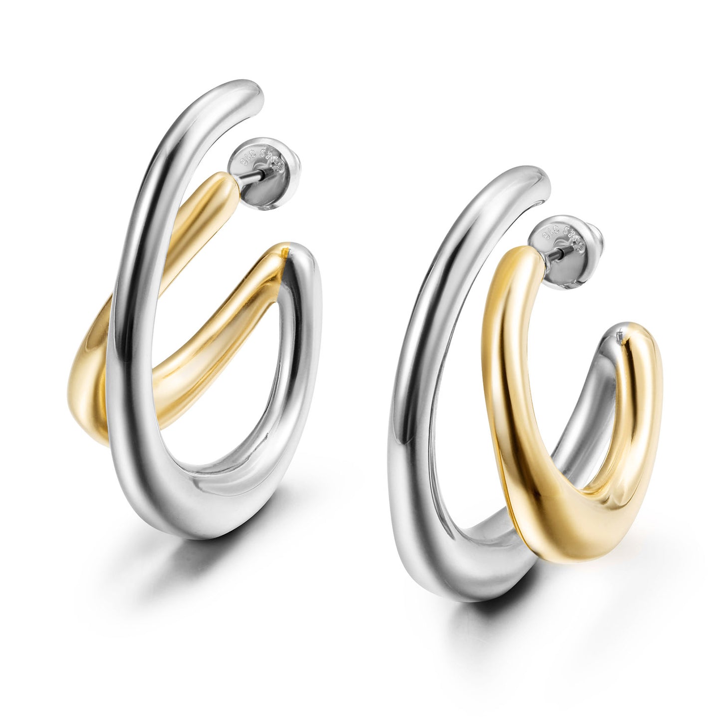 Lrregular Intercolor Circle Earrings-SCE517STMC