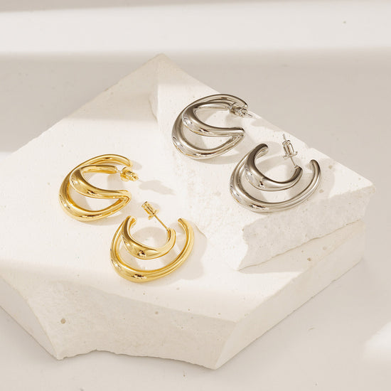Lrregular silver circle earrings-SCE517STWG