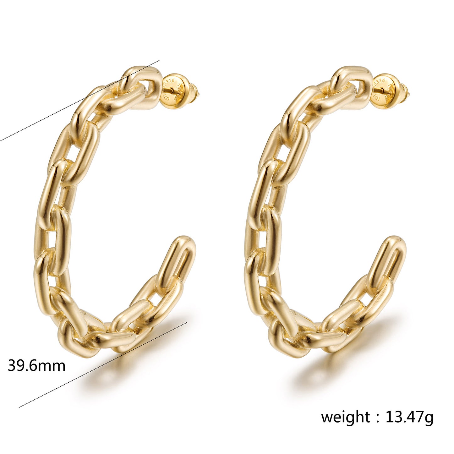 Golden chain earrings-SCE518STGC