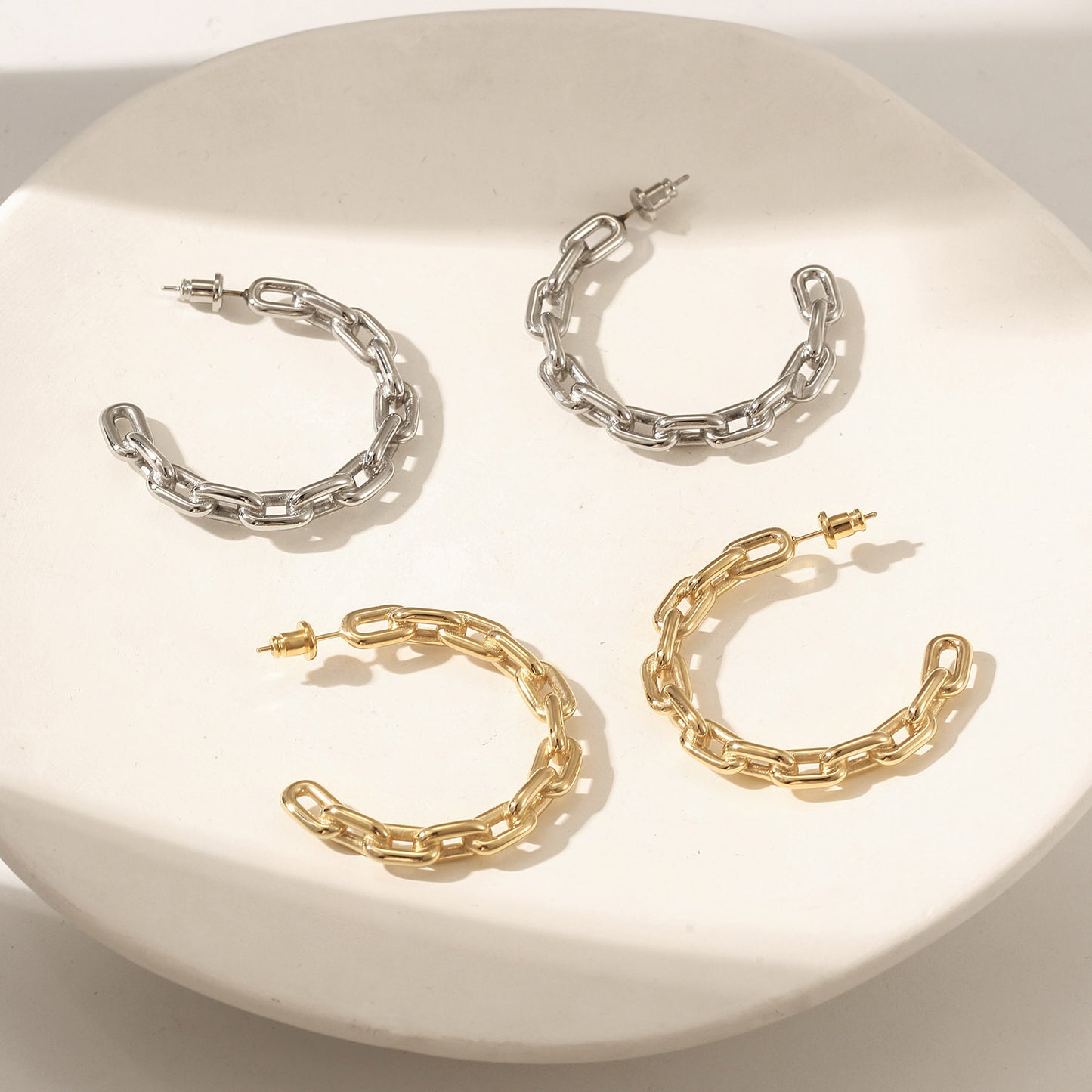 Golden chain earrings-SCE518STGC