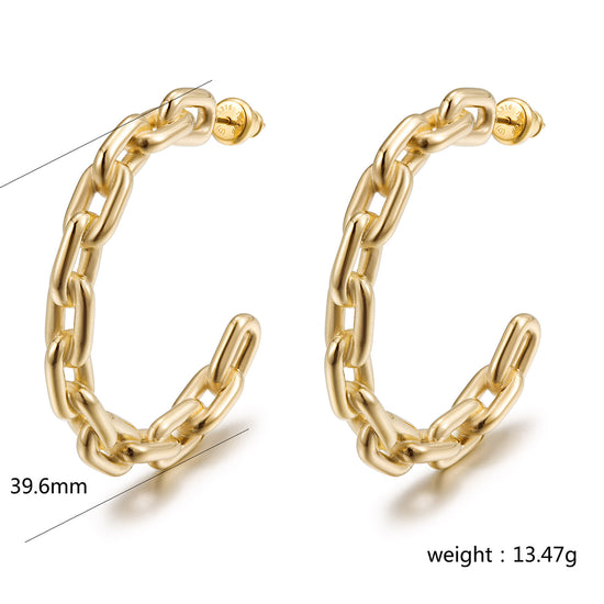 Golden chain earrings-SCE518STGC