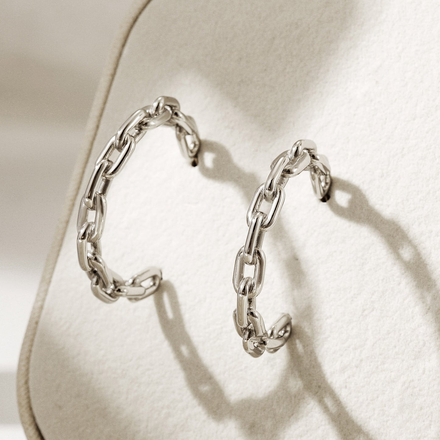 Silver chain earrings-SCE518STWG